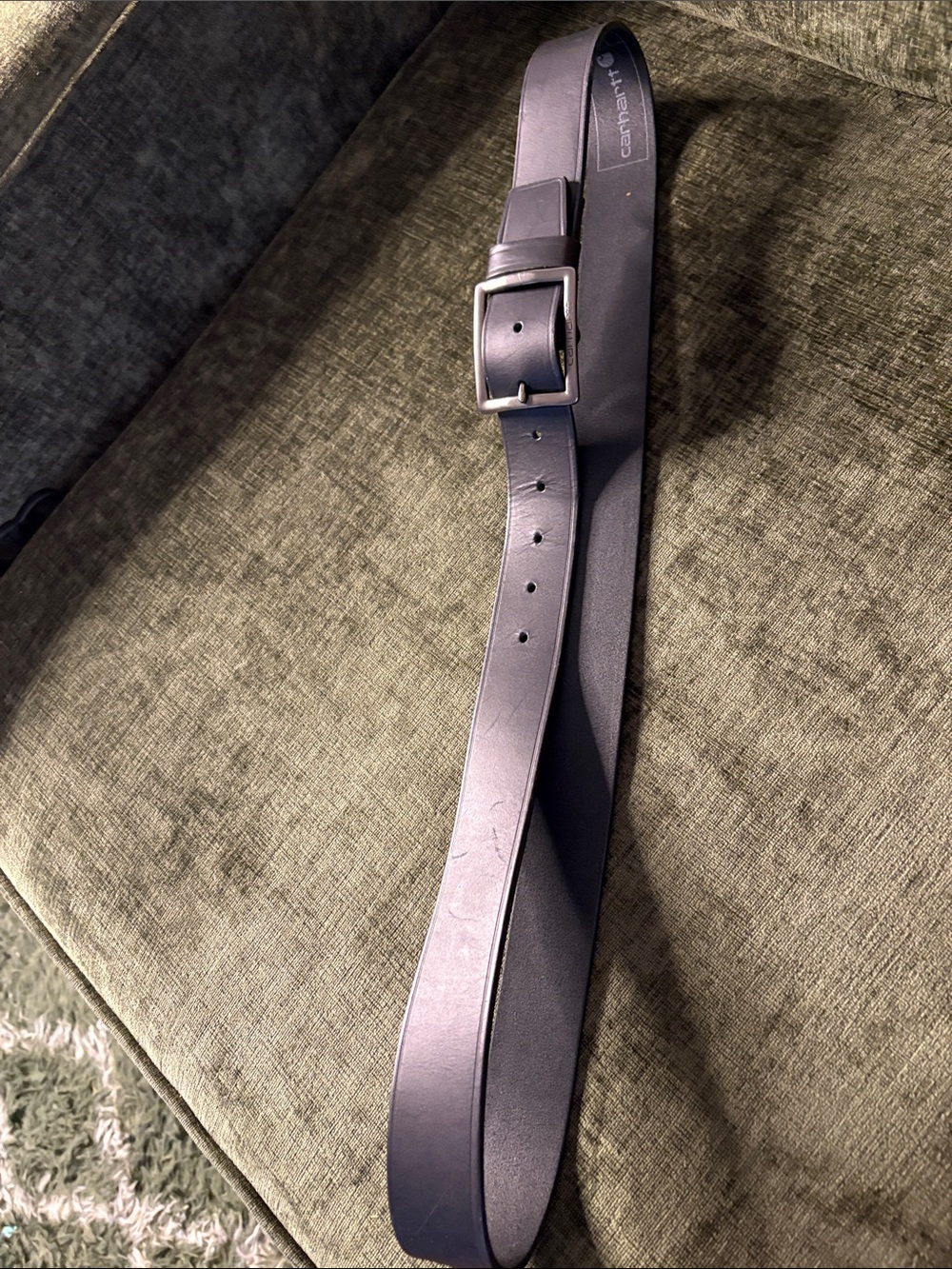 Carhartt Men’s Black Matte Leather Belt with Silver Buckle